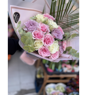Vip  Pembe &lila beyaz karma Gül buket